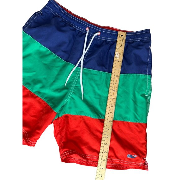 Vineyard Vines Swim Trunks Mens Medium Colorblock Shorts w/ Elastic Waist Lined - Picture 6 of 14